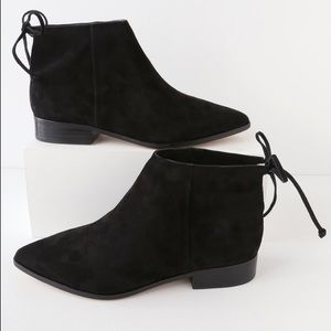 Black Suede Leather Pointed Toe Ankle Booties 7.5